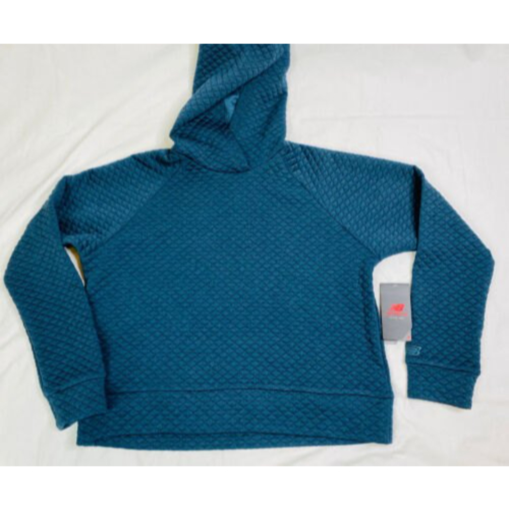 New Balance Activewear Hoodie Dark Navy Blue Quilted Lightweight Pullover Med M